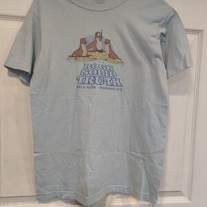 Sunday Cool Girls Size S Light Blue/Gray Biblical Reference Graphic T-Shirt
